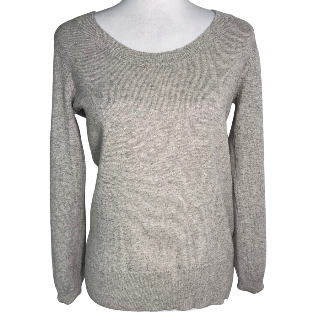 BANANA REPUBLIC Women Medium Wool Cashmere Scoop Neck Sweater Light Heather Grey